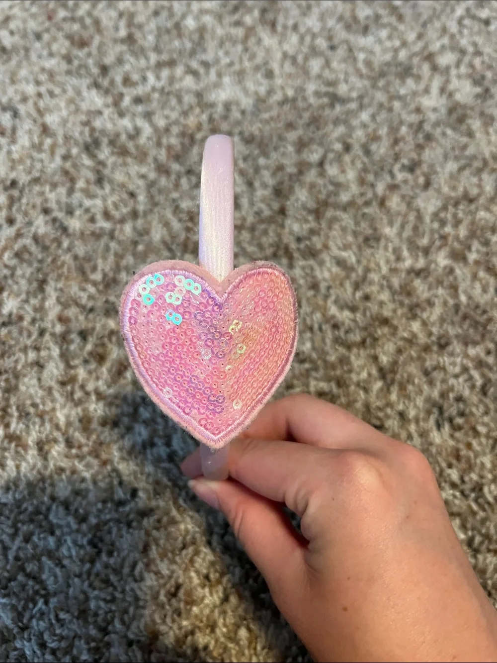 Heart headband with sequence.